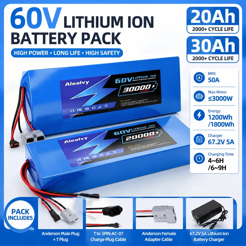 60V 30Ah 21700 Battery Pack - Batería de litio Aleaivy 60V 20AH
